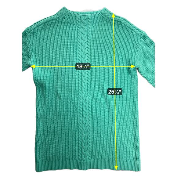 Talbots Cableknit Lambswool Blend Sweater Teal Green Mockneck Womens Size Small - Picture 9 of 9